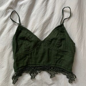 Free People Green Crop Top